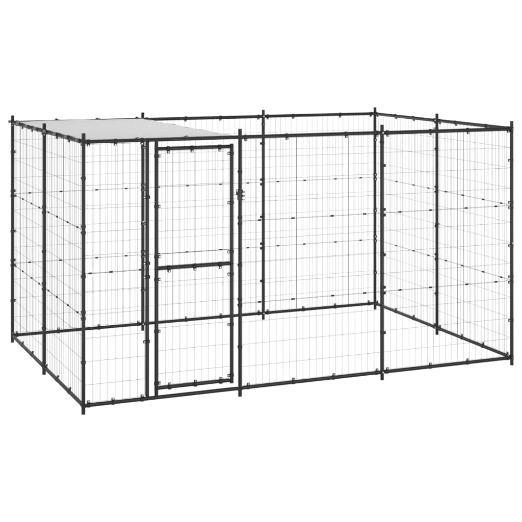 Vidaxl Perrera De Exterior De Acero Con Techo 7,26 M²_0
