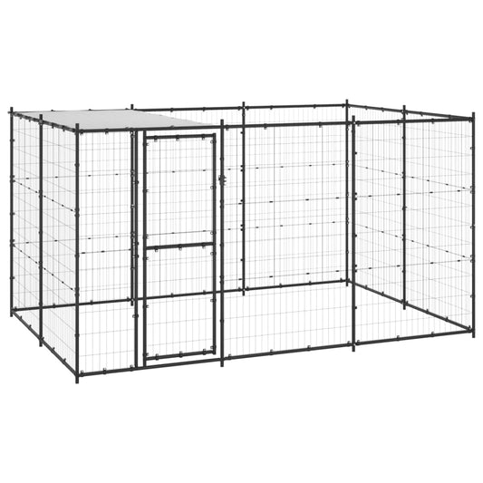 Vidaxl Perrera De Exterior De Acero Con Techo 7,26 M²_0