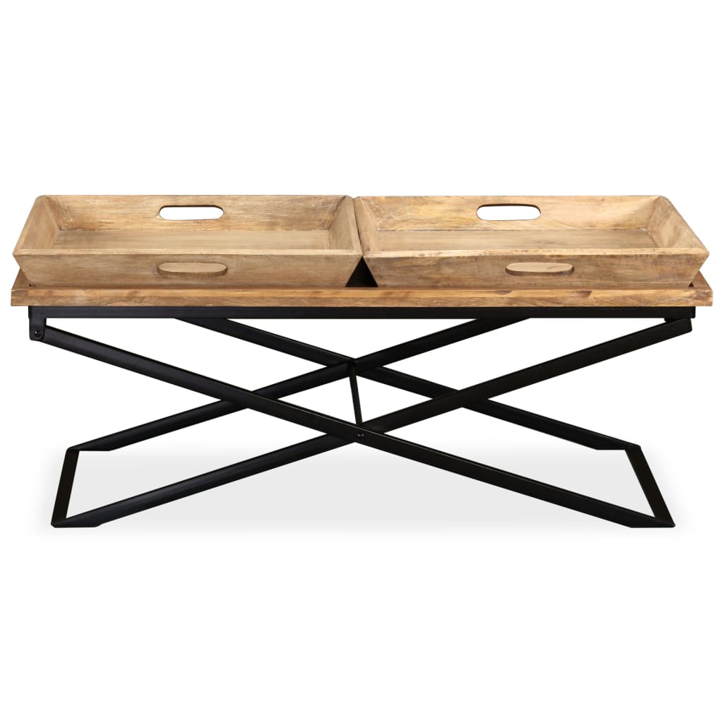 Mesa De Centro De Madera Maciza De Mango 110x55x42 Cm_4
