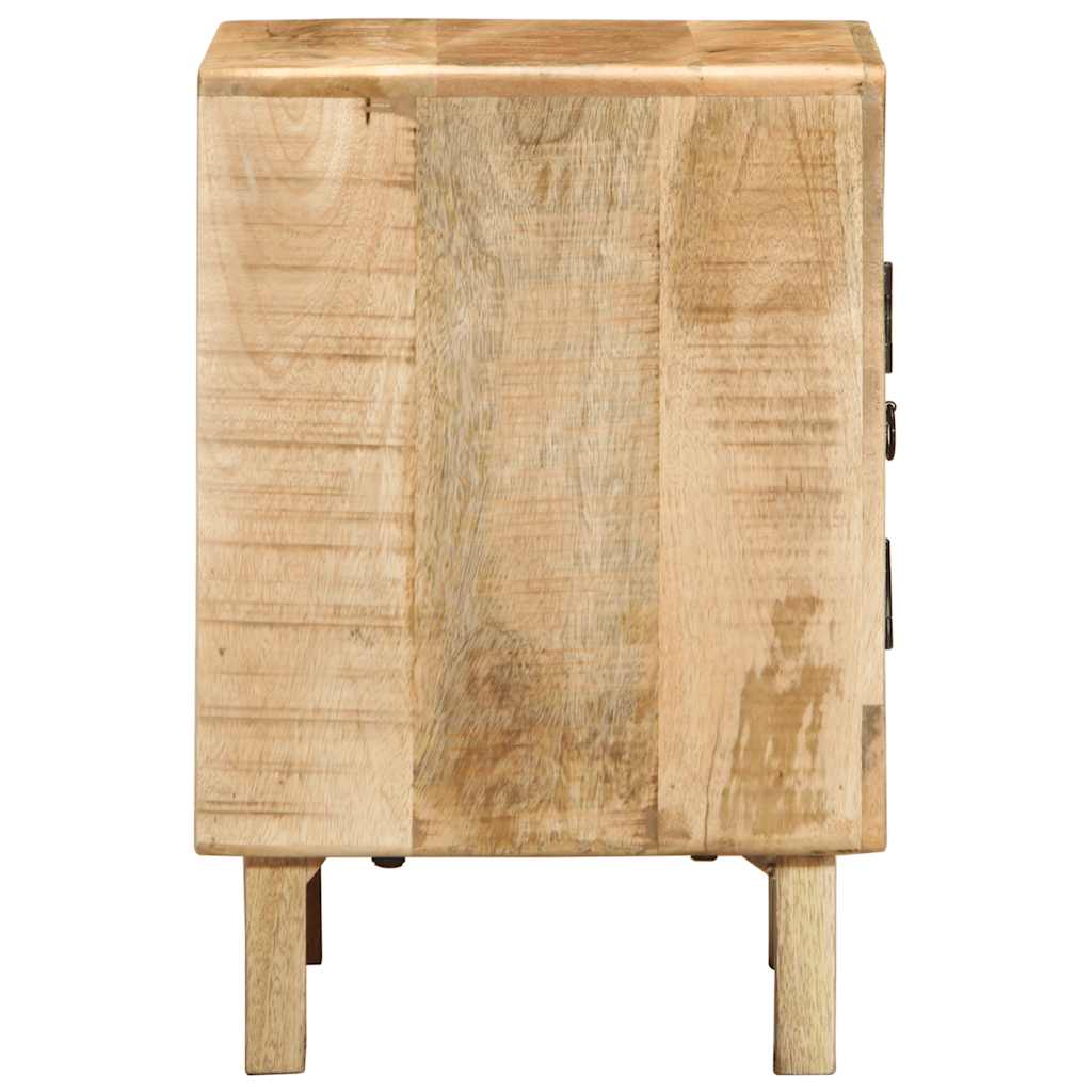Mesita De Noche De Madera Maciza De Mango Rugosa 40x32x46 Cm_1