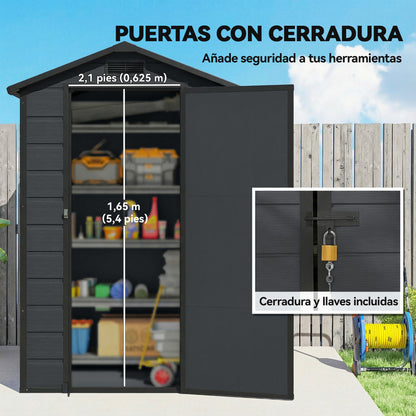 Outsunny Caseta De Jardín 1,09 M² De Plástico Con Puerta Con Cerradura Ventana_5