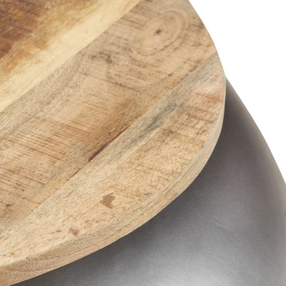 Mesa De Centro De Madera Maciza De Mango Gris 68x68x30 Cm_1