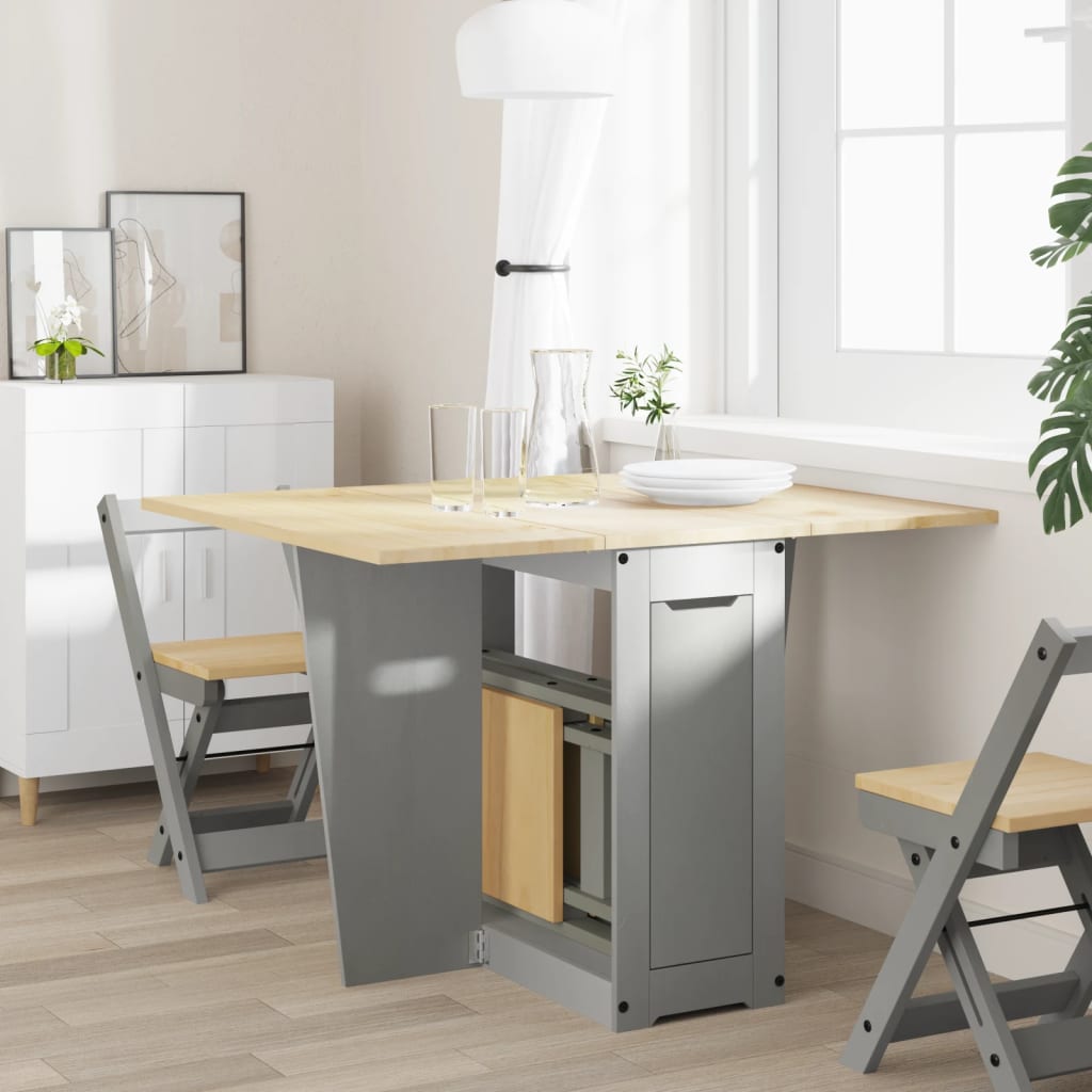 Mesa De Comedor Plegable Mariposa Corona Madera Maciza Gris_1
