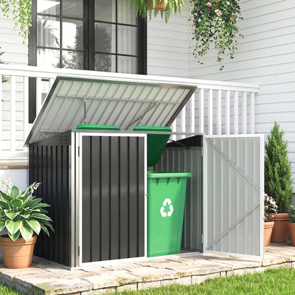 Outsunny Cobertizo Para Contenedor De Basura Doble Gris Oscuro_1