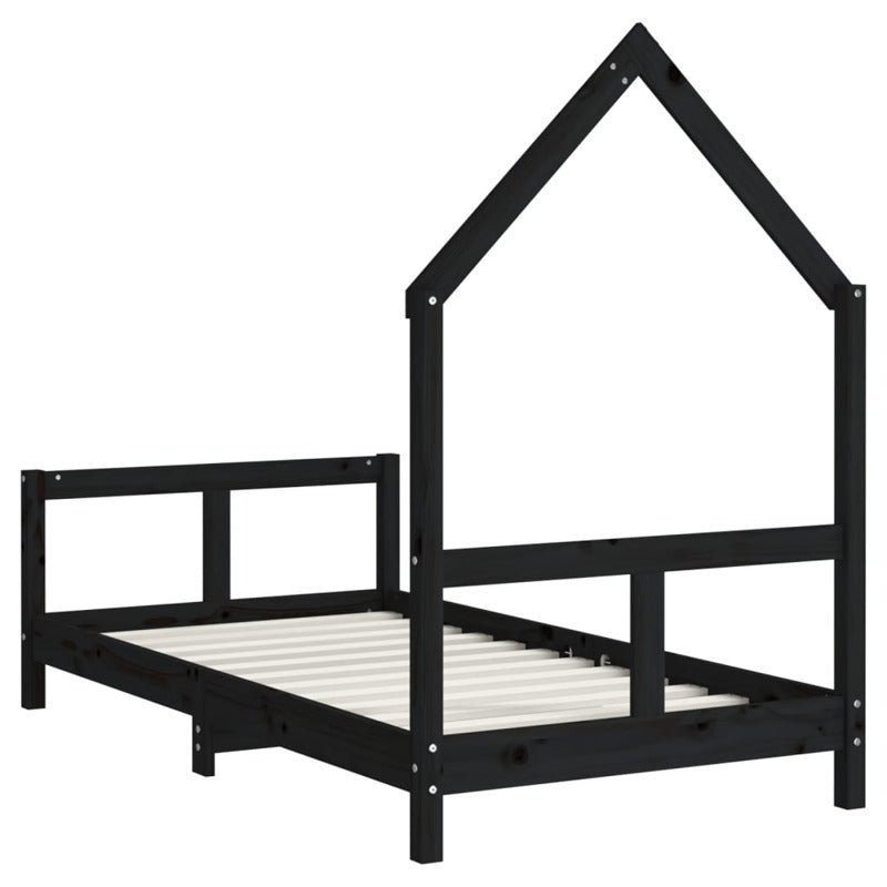 Vidaxl Estructura De Cama Para Niños Madera De Pino Negro 80x160 Cm_5