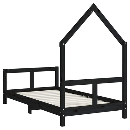 Vidaxl Estructura De Cama Para Niños Madera De Pino Negro 80x160 Cm_5