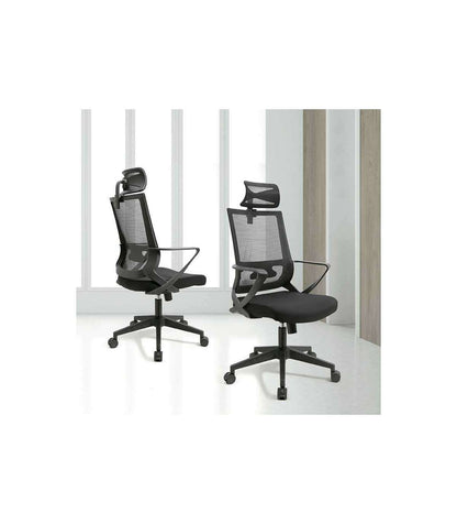 Silla Despacho Giratoria Elevable Acabado Negro 60 Cm(ancho) 113-123 Cm(altura) 61cm(fondo)_1