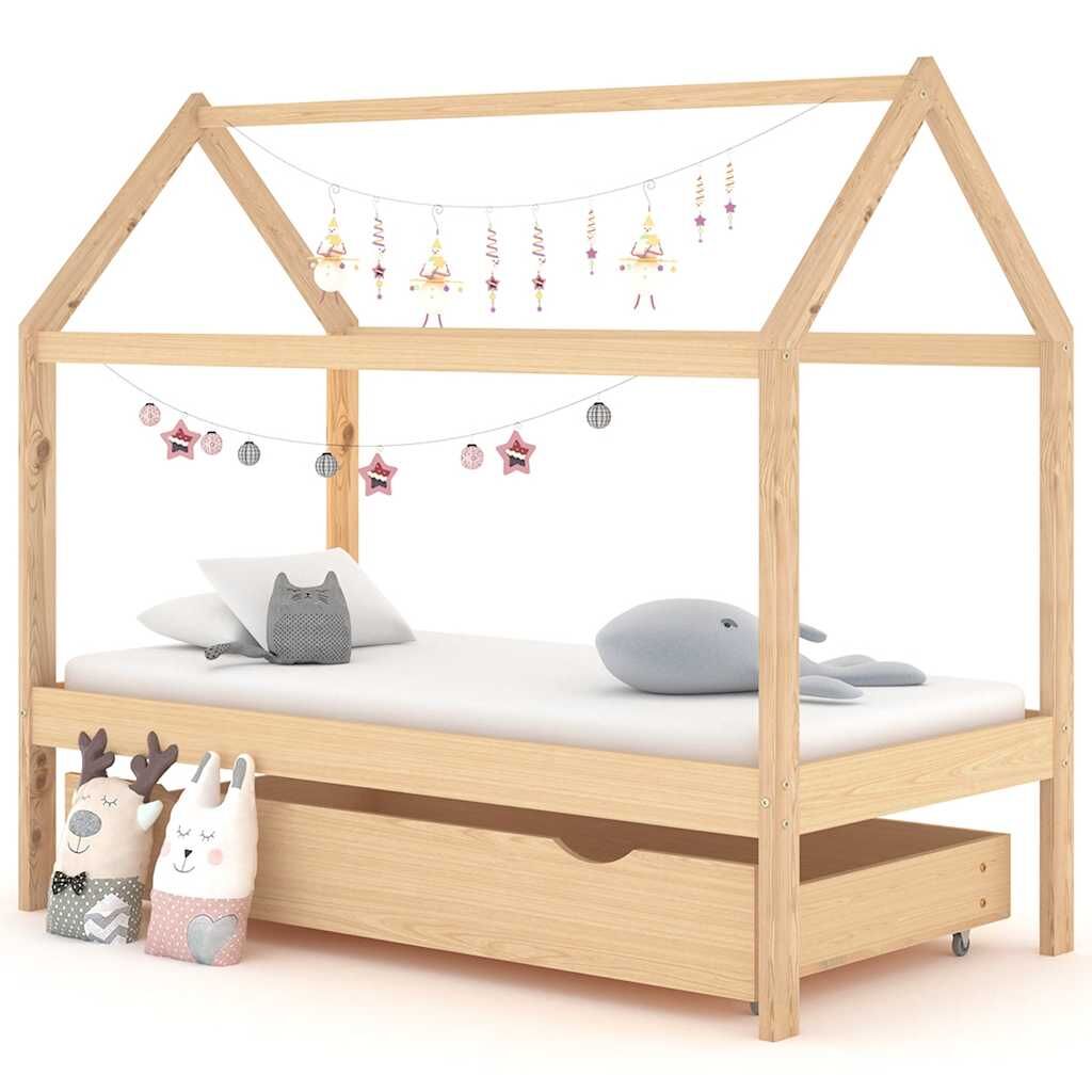 Vidaxl Estructura Cama Infantil Con Cajón Madera Pino Maciza 80x160 Cm_1