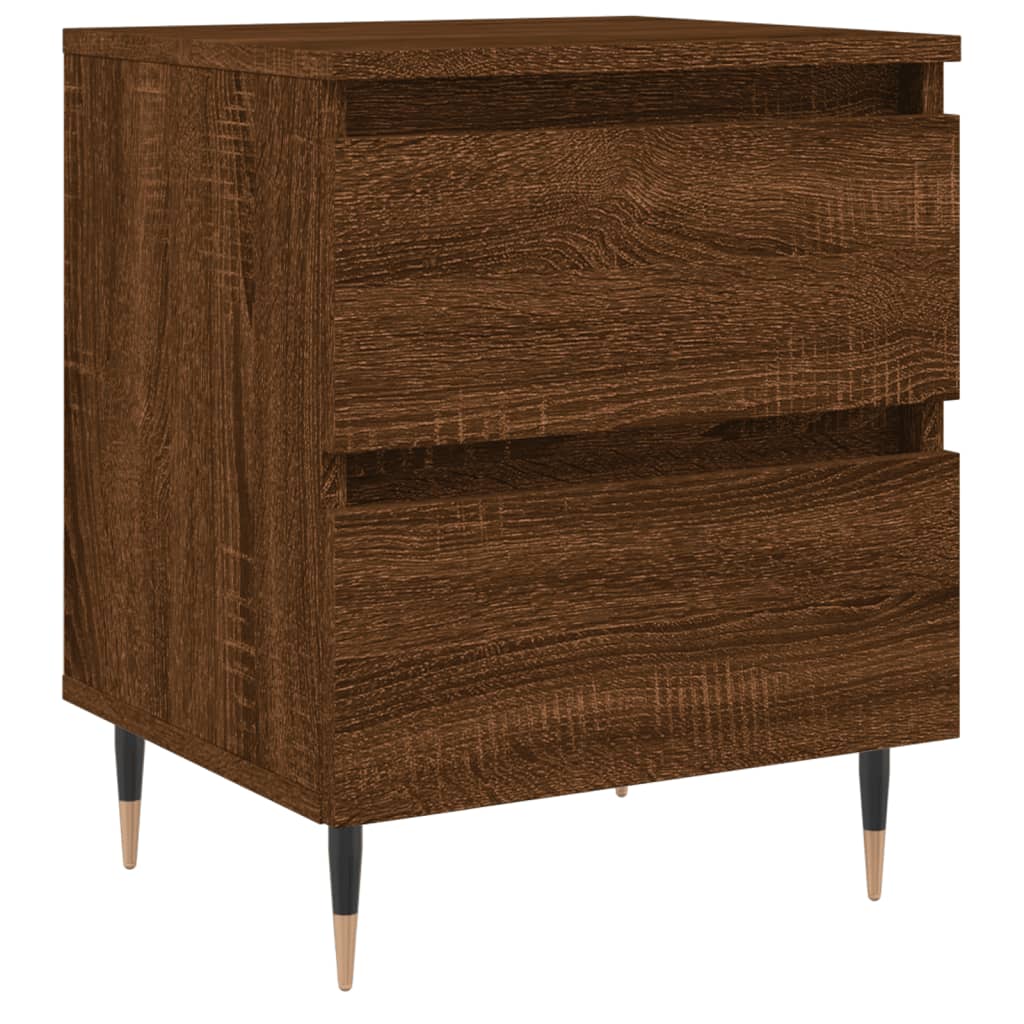 Mesita De Noche Madera De Ingeniería Marrón Roble 40x35x50 Cm_0