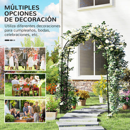 Outsunny Arco De Jardín De Acero Diseño Espiral De Corazón 125x37x230 Cm Negro_5