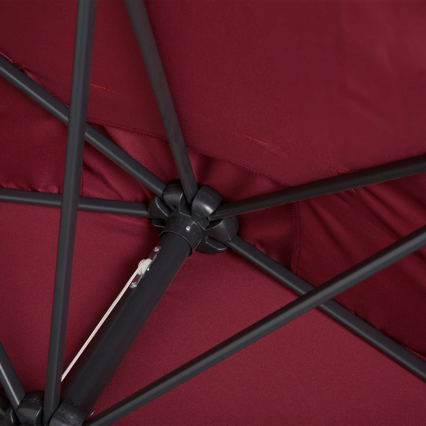 Outsunny Media Sombrilla 230x130x245 Cm Parasol De Pared Con Manivela Rojo_3