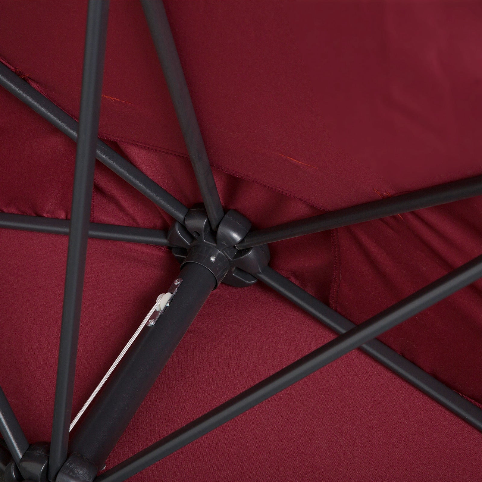 Outsunny Media Sombrilla 230x130x245 Cm Parasol De Pared Con Manivela Rojo_3
