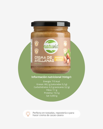 Crema de Avellanas NATUVID 100% Natural Tostada | 250g | Sin Gluten y Sin Lactosa | Ideal Keto, Low Carb y Vegana_4