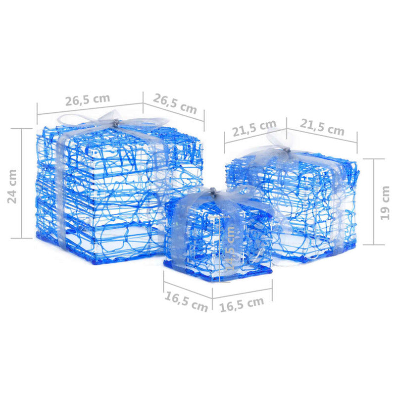 Vidaxl Caja Decorativa De Regalo Navidad Acrílico 3 Pzas Blanco Frío_5