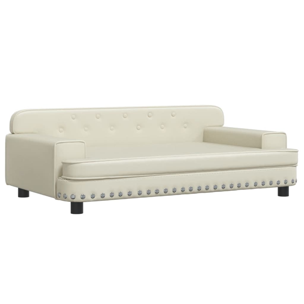 Cama Para Perros De Cuero Sintético Crema 90x53x30 Cm / Vetonek_0