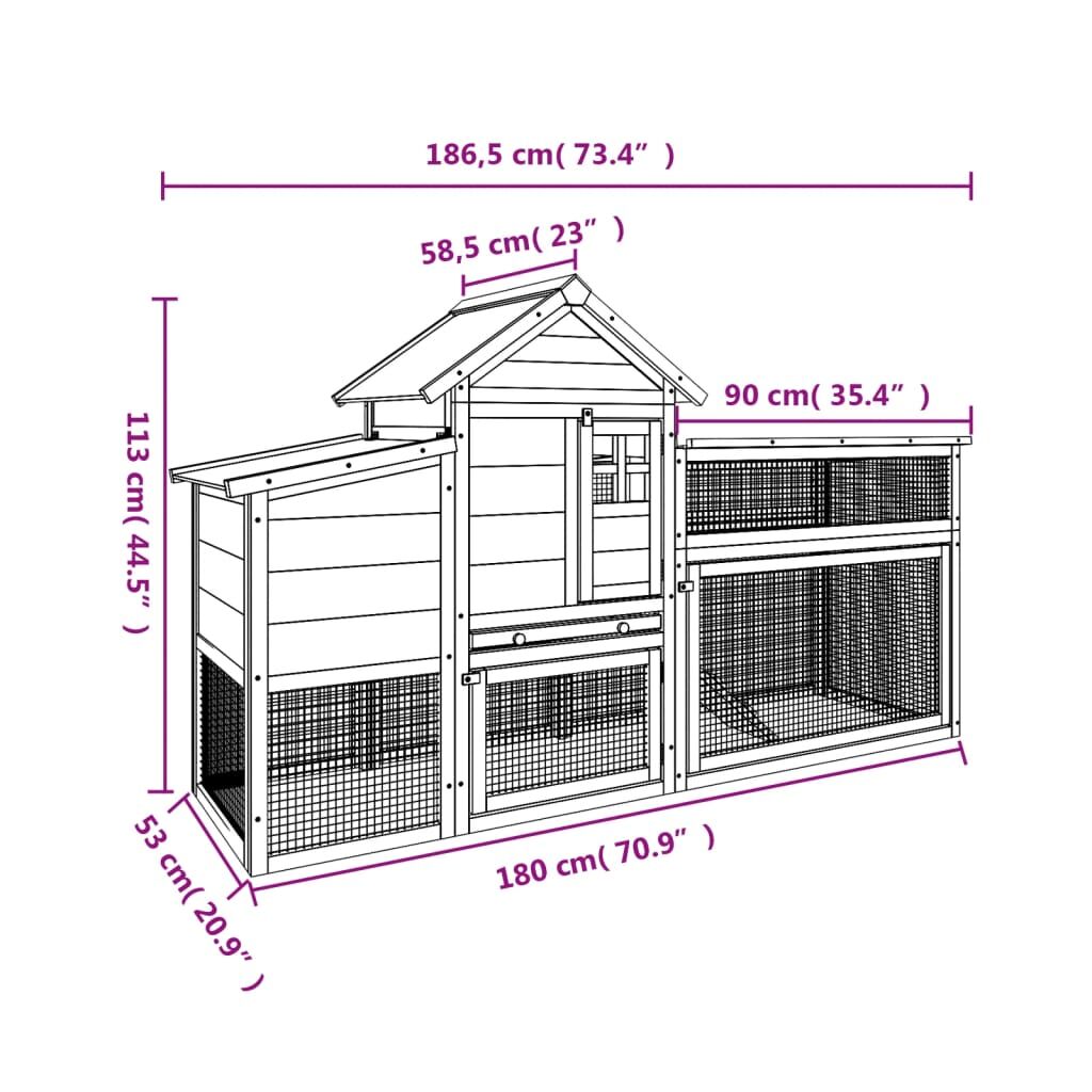 Vidaxl Gallinero Madera Maciza De Pino Gris 186,5x58,5x113 Cm_2