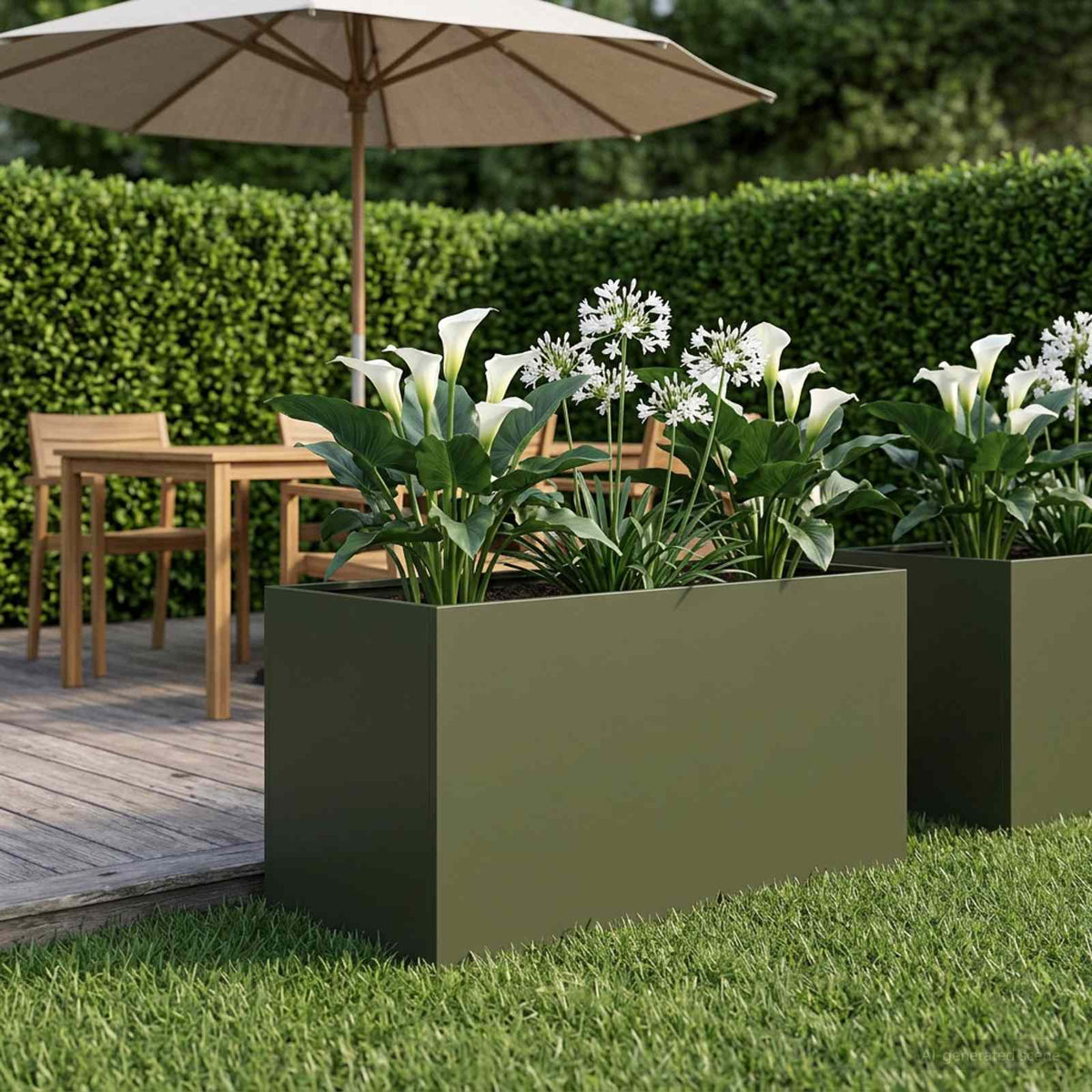 Macetero De Jardín Verde Oliva 100 X 50 X 50 Cm_1