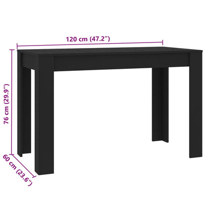 Mesa De Comedor De Madera Contrachapada Negro 120x60x76 Cm_4