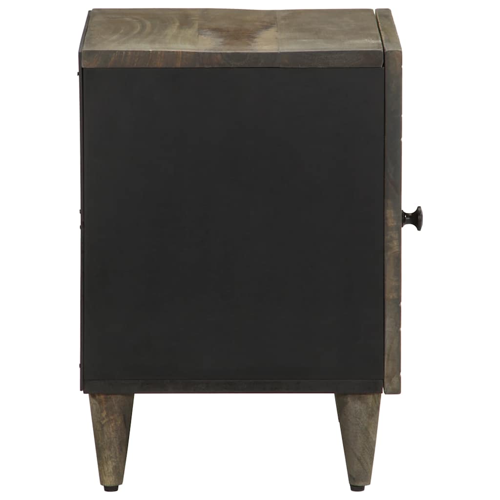 Mesita De Noche De Madera Maciza De Mango Gris Claro 40x33x46cm_2