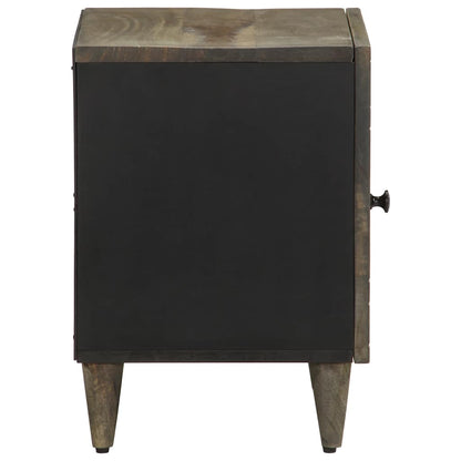 Mesita De Noche De Madera Maciza De Mango Gris Claro 40x33x46cm_2