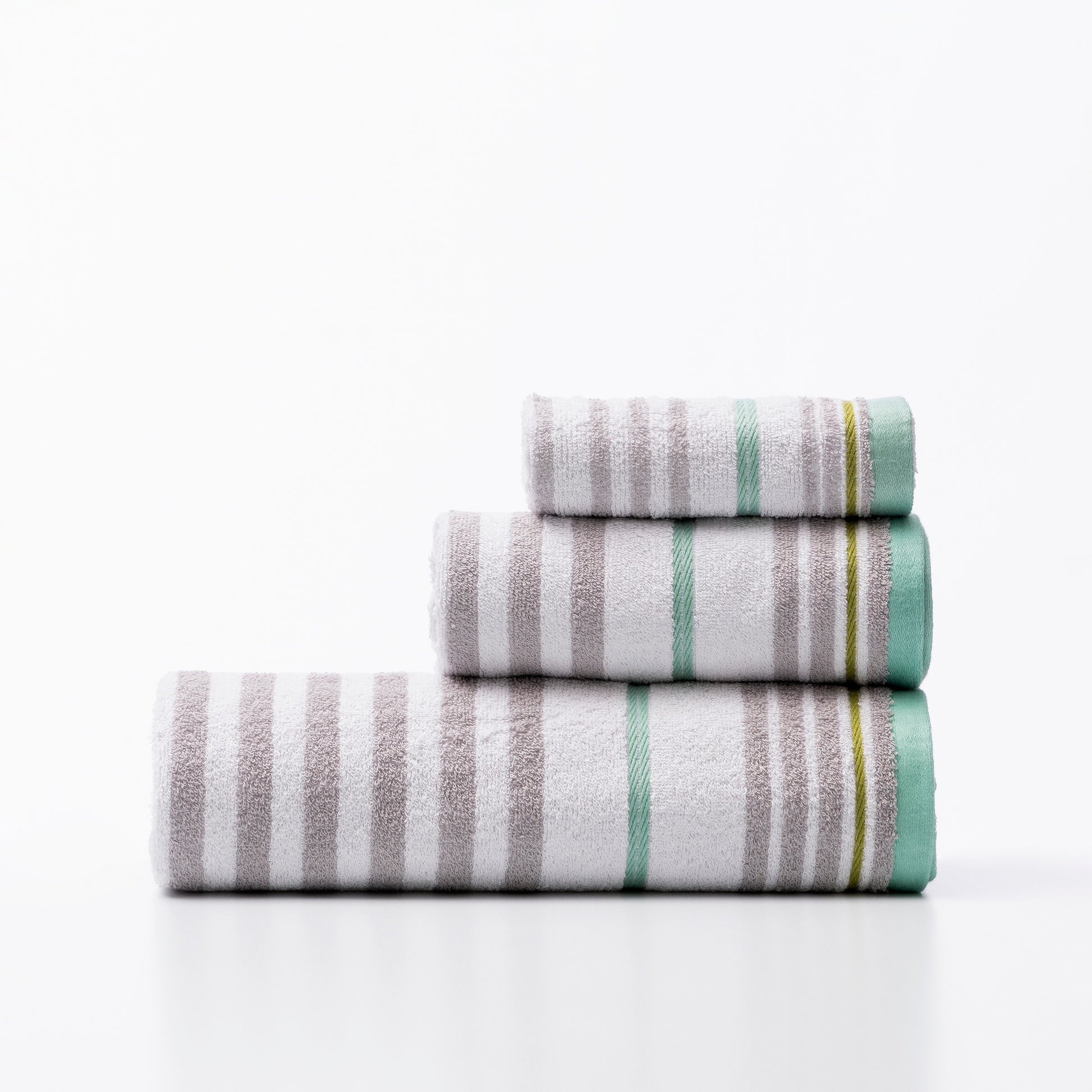 Set 3pc Toalla De Baño (tocador 30x50cm + Manos 50x90cm + Baño 70x140cm) 450gsm 100% Algodón Blanco Con Rayas Rainbow Be_2