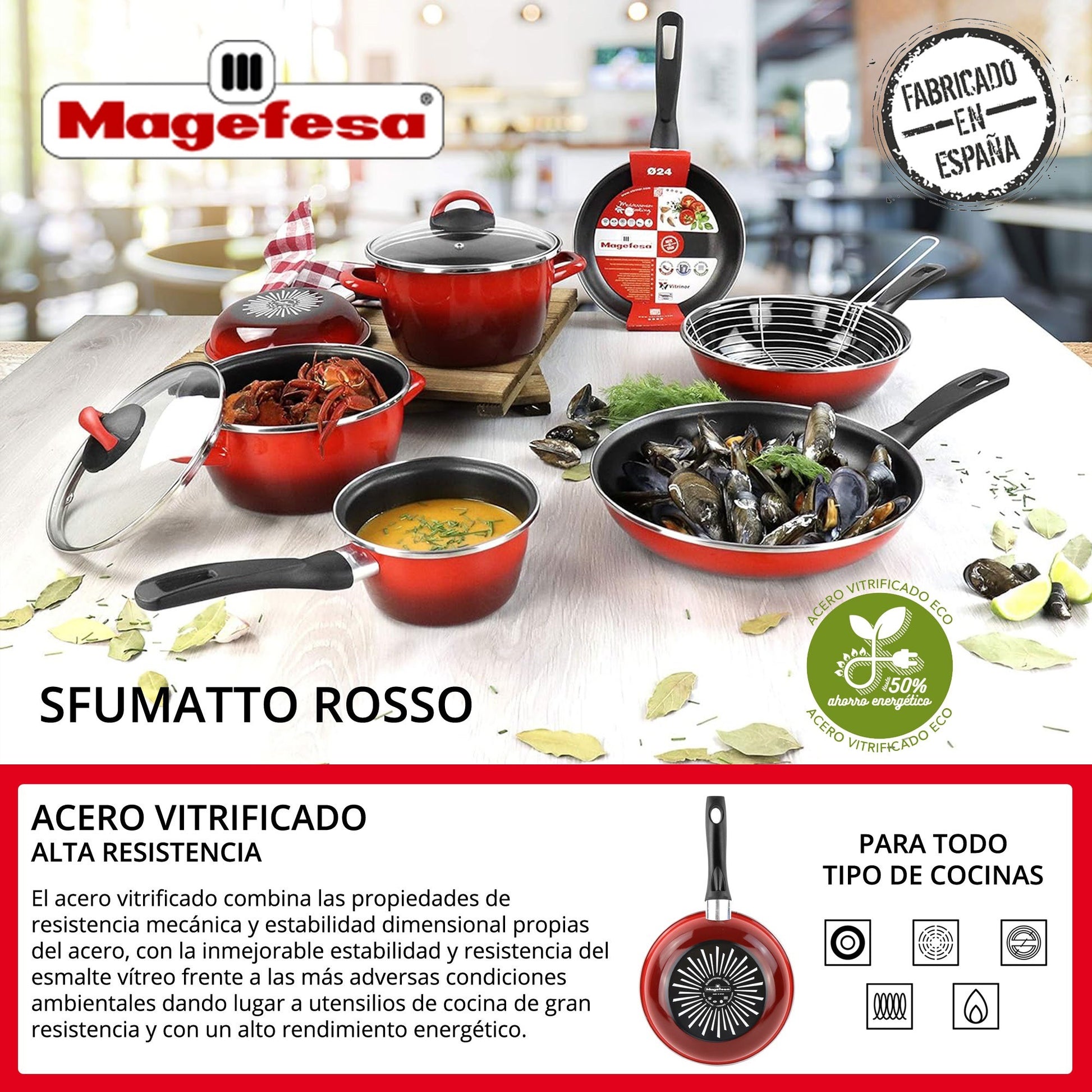 Olla 'sr' Ø20cm Con Tapa Vidrio Rojo Magefesa_2