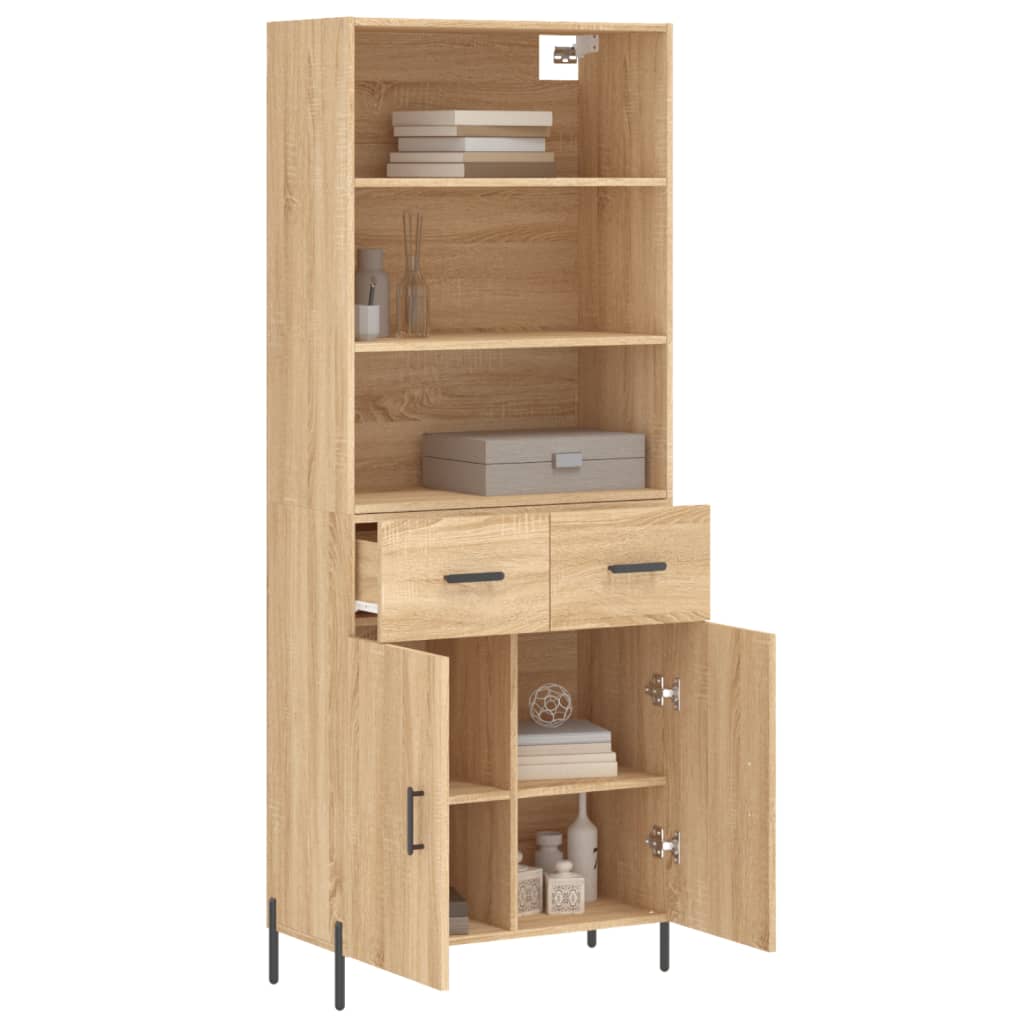 Aparador Alto Madera Contrachapada Color Roble 69,5x34x180 Cm_2