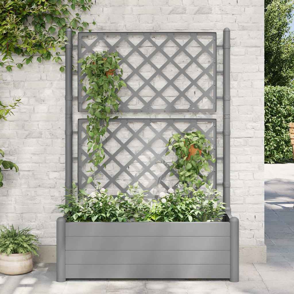 Jardinera Con Enrejado Pp Gris Piedra 100x43x142 Cm_1