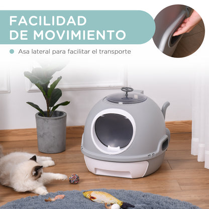 Pawhut Caja De Arena Para Gatos Con Claraboya Bandeja Extraíble Pala 47x55x44 Cm_5