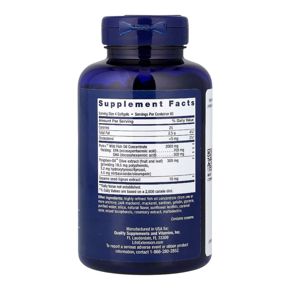 Super Omega-3 Epa/dha Fish Oil Sesame Lignans & Olive Extract 240 Perlas_1