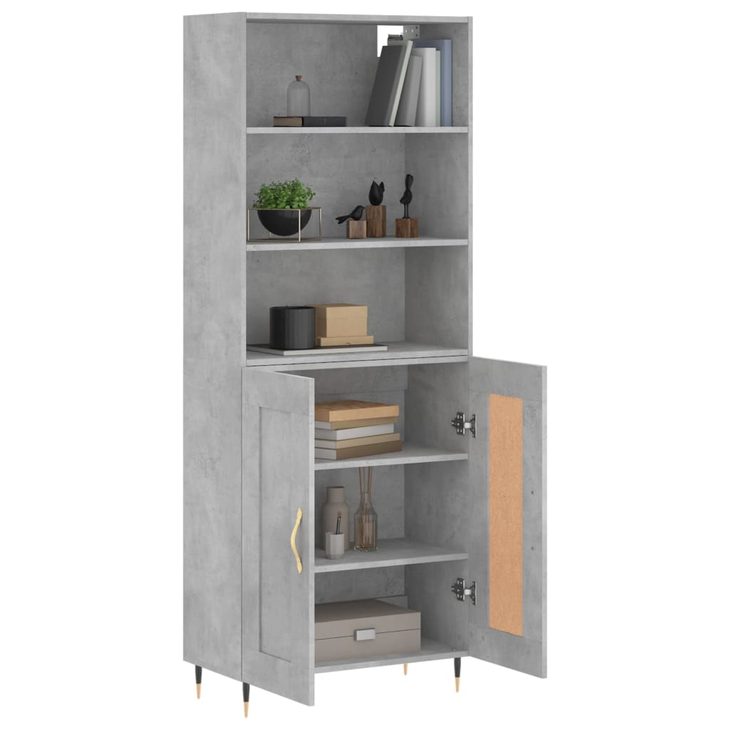Aparador Alto Madera Contrachapada Gris Hormigón 69,5x34x180 Cm_2