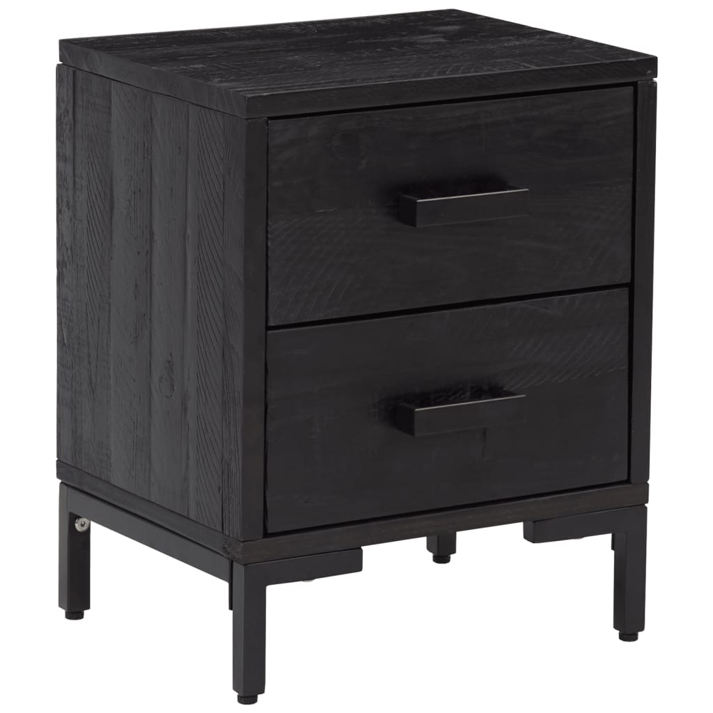 Mesitas De Noche 2 Uds Madera Maciza De Pino Negro 36x30x45 Cm_1