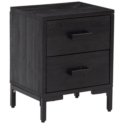 Mesitas De Noche 2 Uds Madera Maciza De Pino Negro 36x30x45 Cm_1