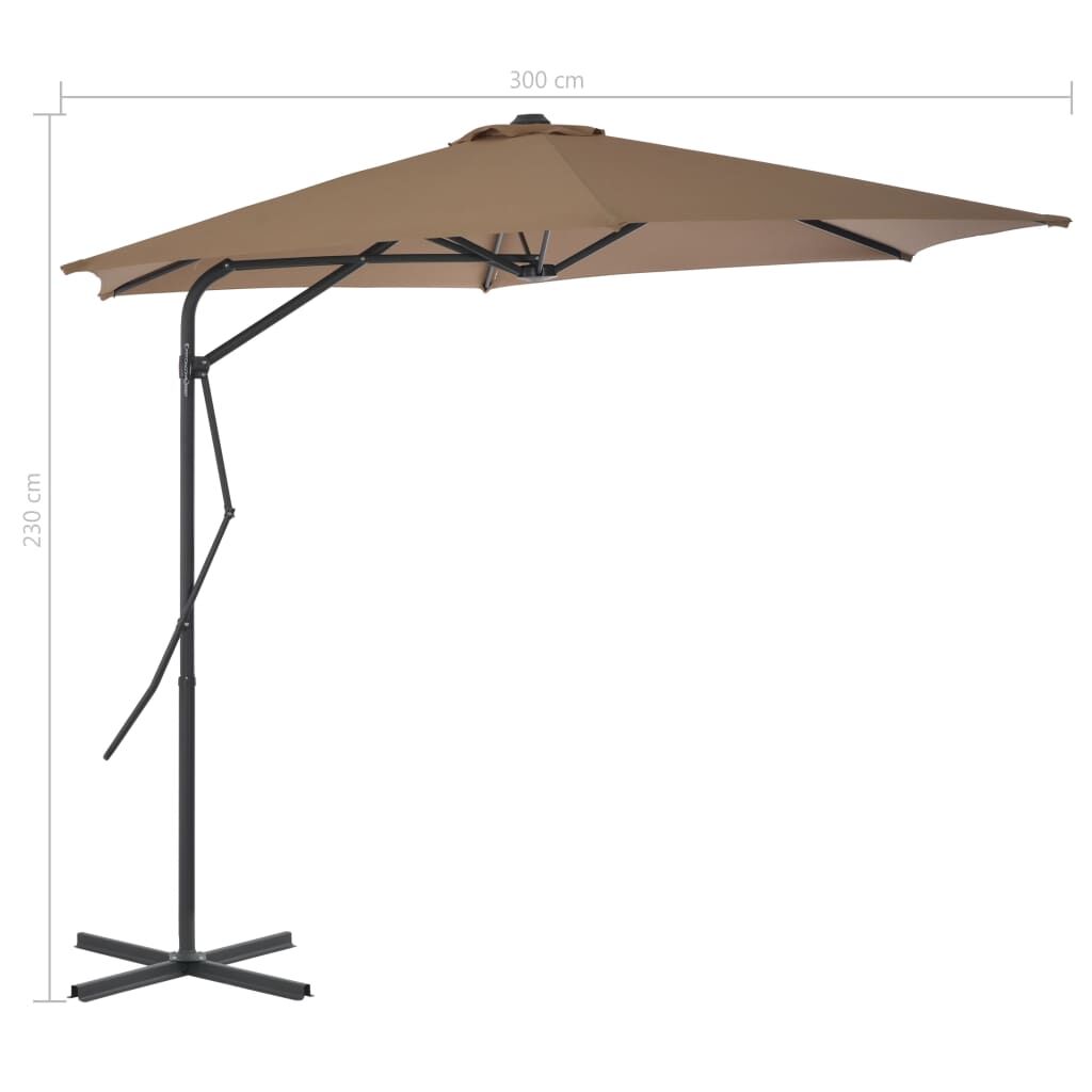 Vidaxl Sombrilla De Jardín Con Palo De Acero Taupe 300 Cm_2