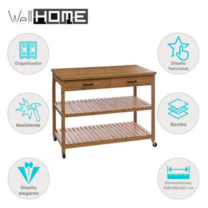 Well Home - Mueble Auxilar Isla De Bambú De 4 Niveles_1