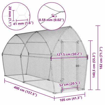 Vidaxl Jaula Para Gallinas Acero Galvanizado Plateado 400x105x182 Cm_2