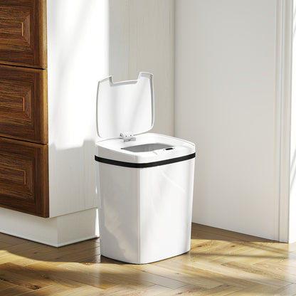 Balde De Lixo Automático Homcom Pp, Abs Branco 27.6x21.4x33.5 Cm_1