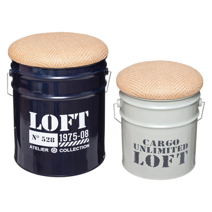 Juego De 2 Pufs Canister alfred Metal_0