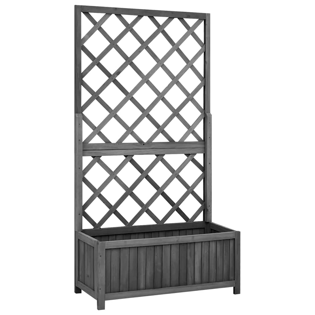 Jardinera Enrejada De Jardín Madera De Abeto Negro 70x30x135cm_1