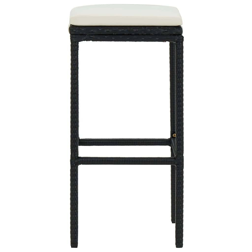 Taburetes De Cocina Con Cojines 4 Uds Ratán Sintético Negro_2