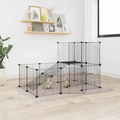 Vidaxl Jaula Para Mascotas De 20 Paneles Puerta Acero Negro 35x35 Cm_1