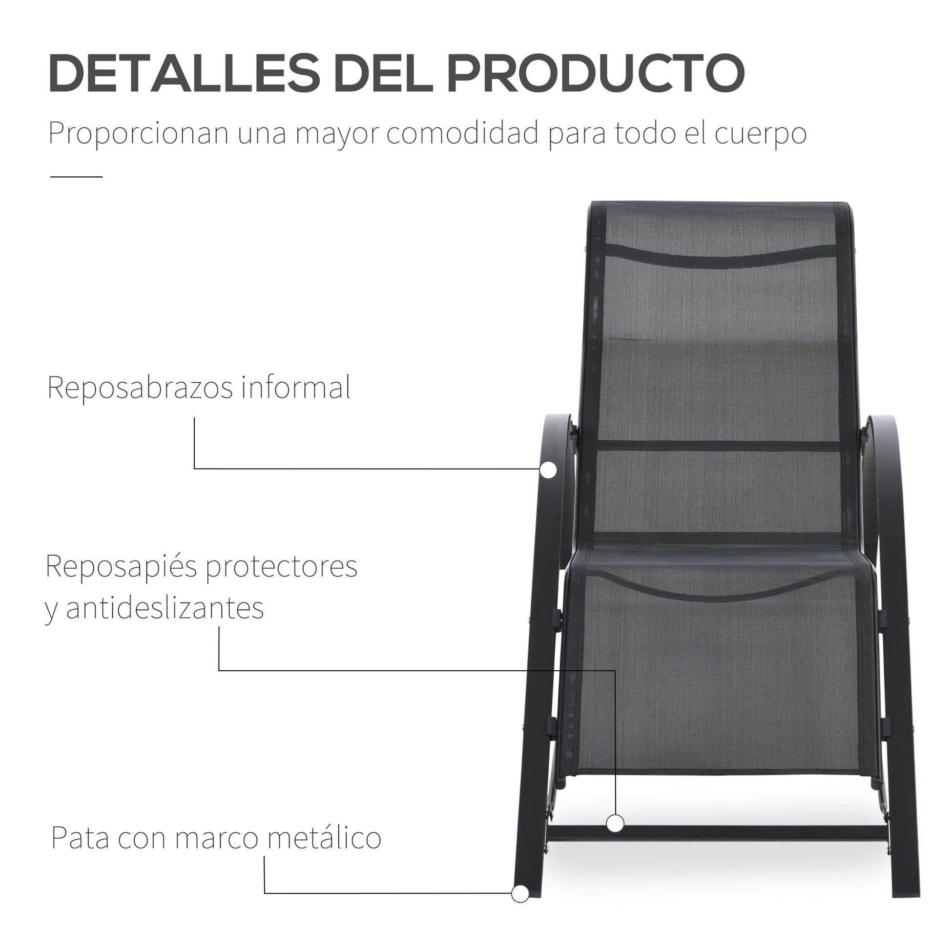 Outsunny 2 Tumbonas De Jardín 59x169x66cm Con Mesa De Café 41x41x45cm Patio_5