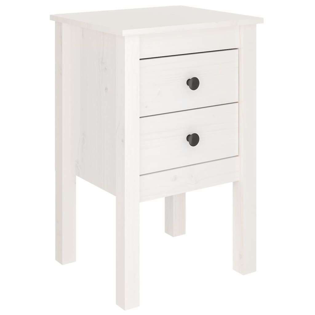 Mesitas De Noche 2 Uds Madera Maciza Pino Blanco 40x35x61,5 Cm_3