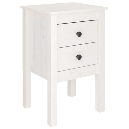 Mesitas De Noche 2 Uds Madera Maciza Pino Blanco 40x35x61,5 Cm_3