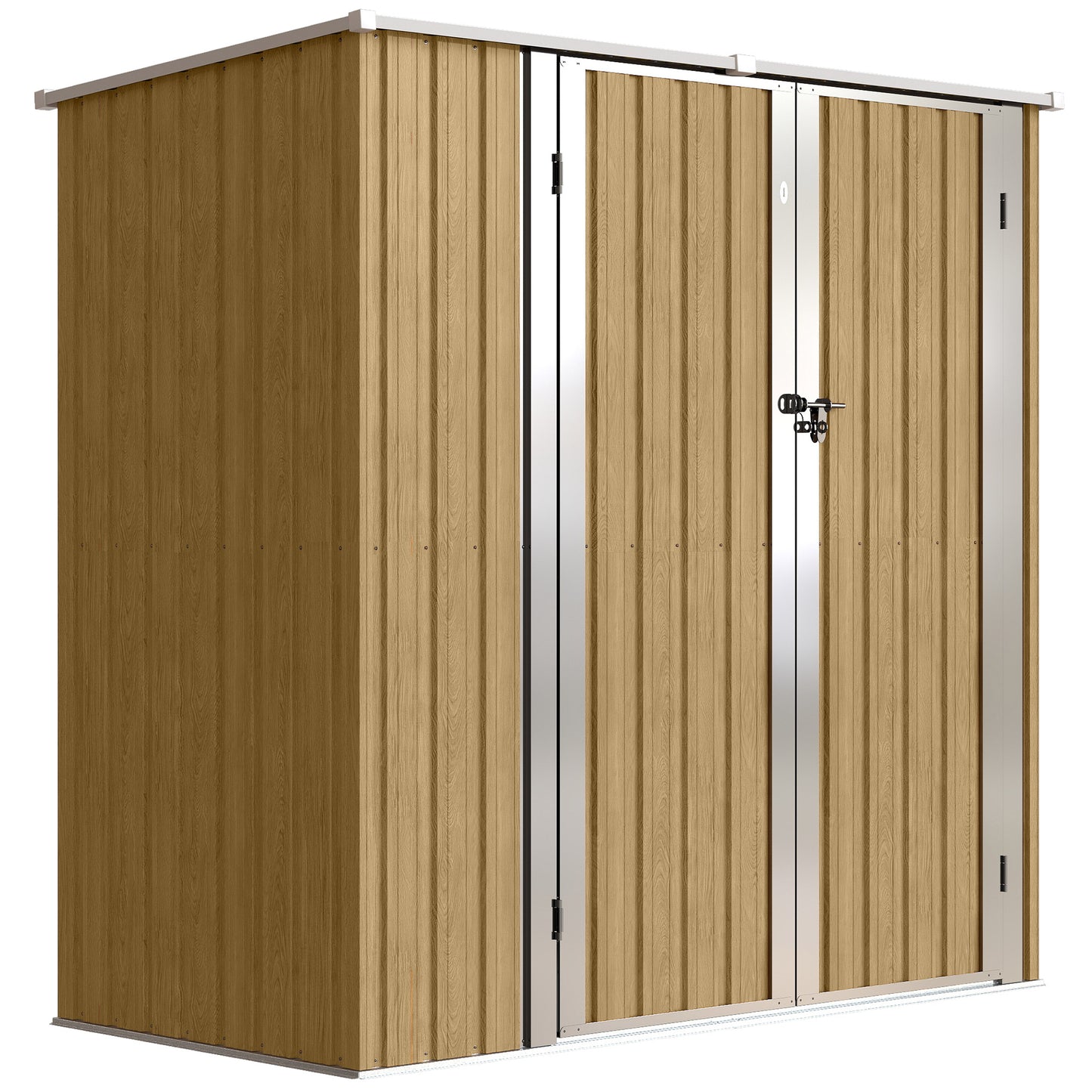 Outsunny Cobertizo De Jardín Exterior 163x89x163 Cm Puertas Con Pestillo Marrón_0
