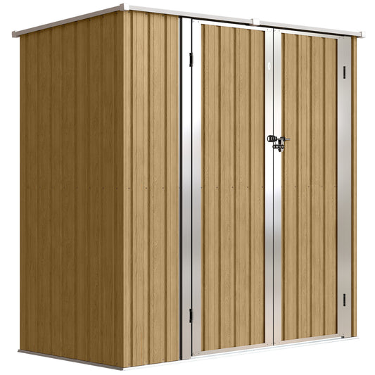 Outsunny Cobertizo De Jardín Exterior 163x89x163 Cm Puertas Con Pestillo Marrón_0
