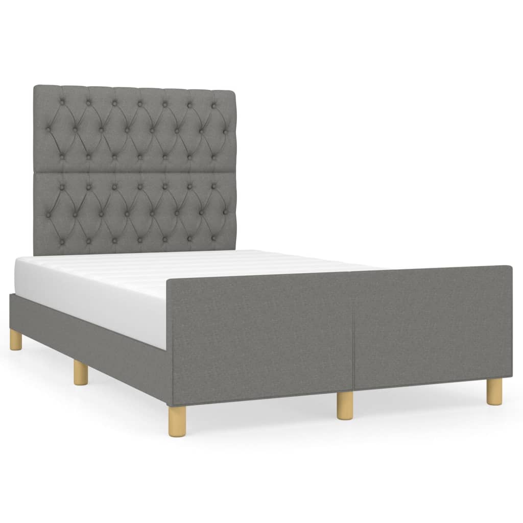 Estructura De Cama Con Cabecero De Tela Gris Oscuro 120x200 Cm / Vetonek_1