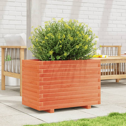 Jardinera Madera Maciza De Pino Marrón Cera 70x40x49,5 Cm_2