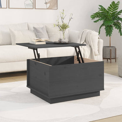 Mesa De Centro Madera Maciza De Pino Gris 60x50x35 Cm_1