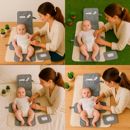 Bathby | Cambiador Portátil Y Plegable Para Bebé, Color Gris_5